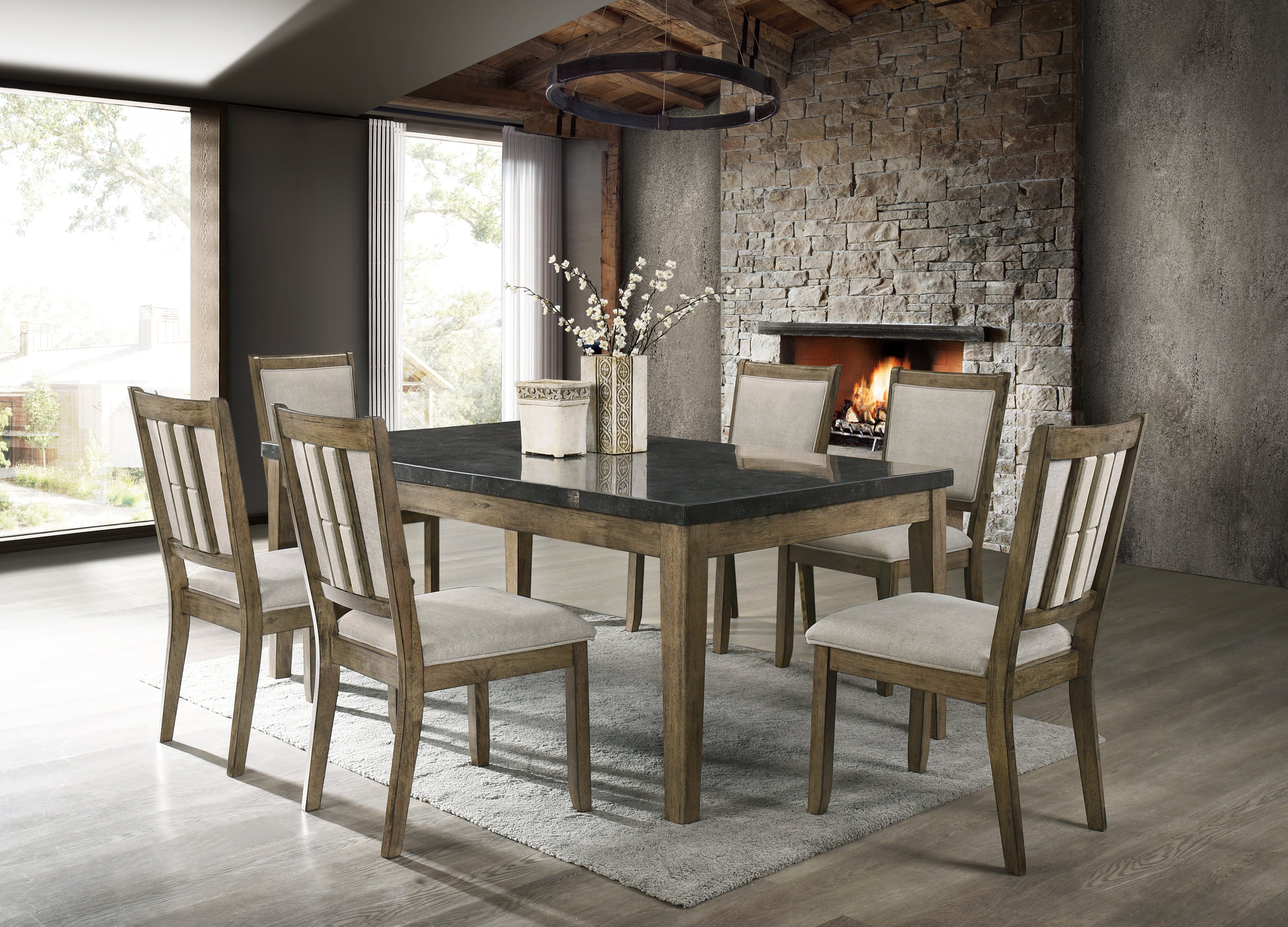 Marblr Dining Table And 6 X Side Chair - SSD10563