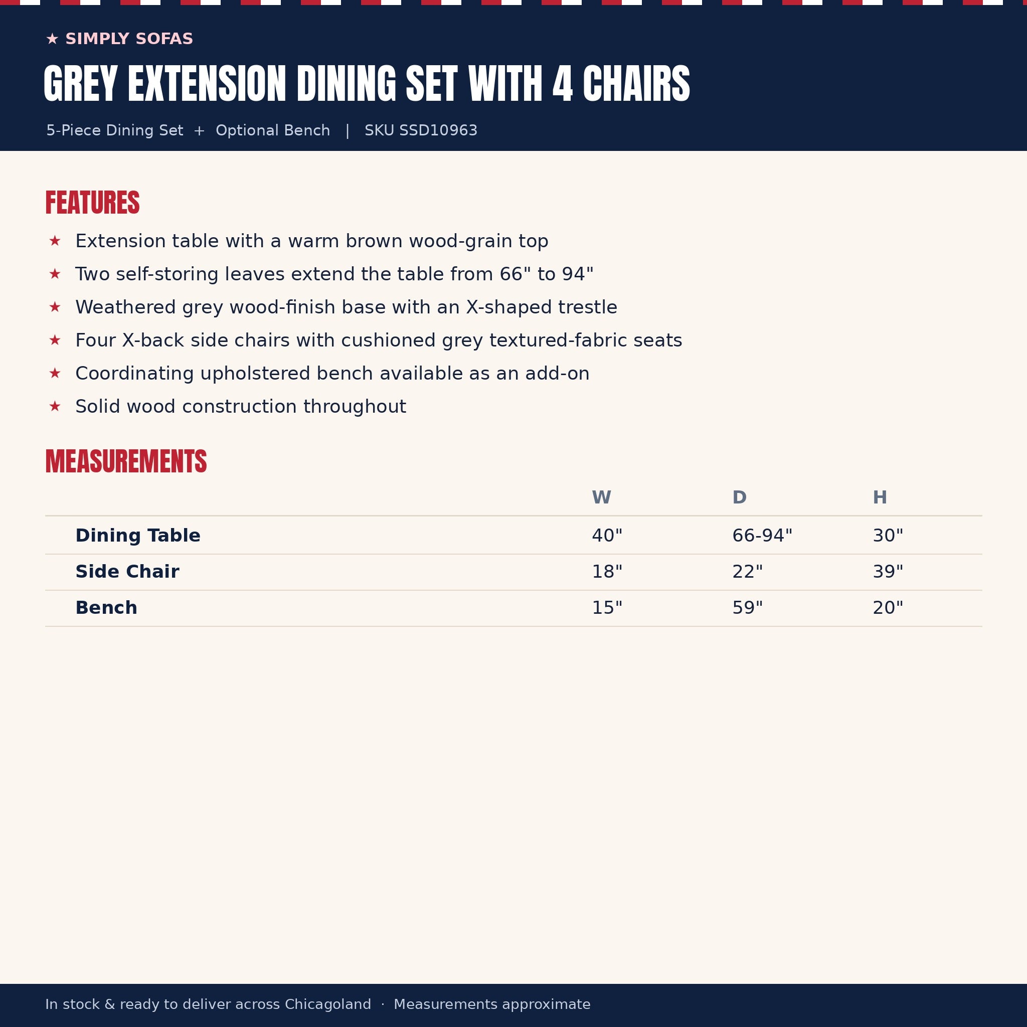 Grey Extension Dining Set with 4 Chairs