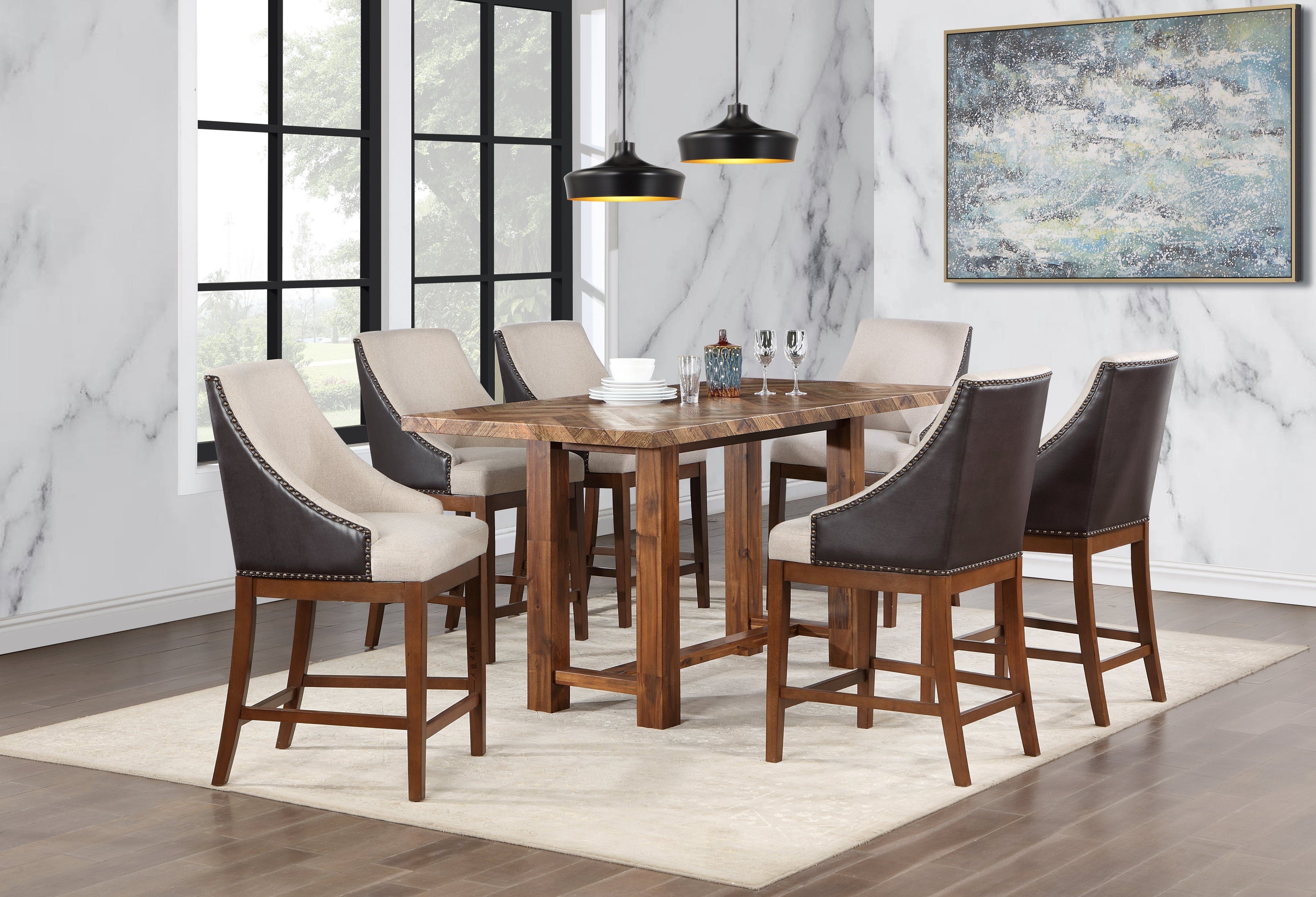 Pub Table And 6 X Upholsterd Pub Chair - SSD30163
