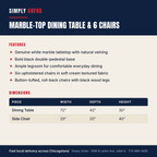 Marble-Top Dining Table & 6 Chairs