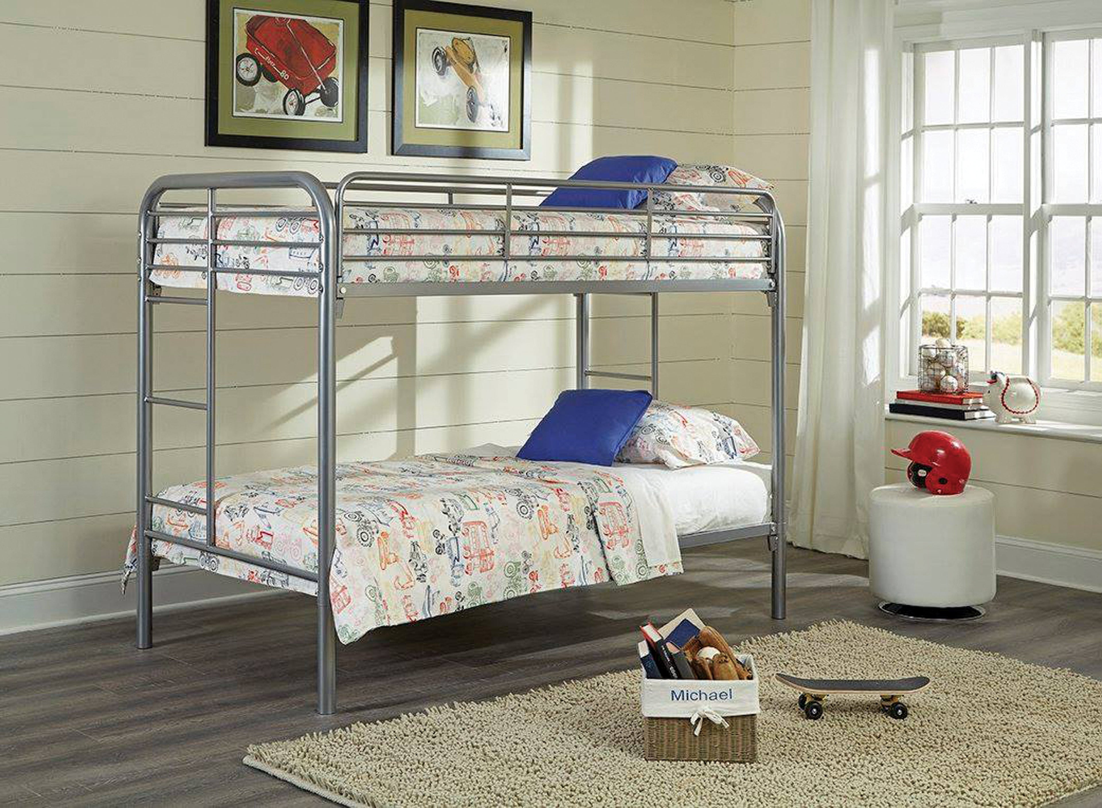 Twin / Twin Grey Metal Bunkbed - SSS48063