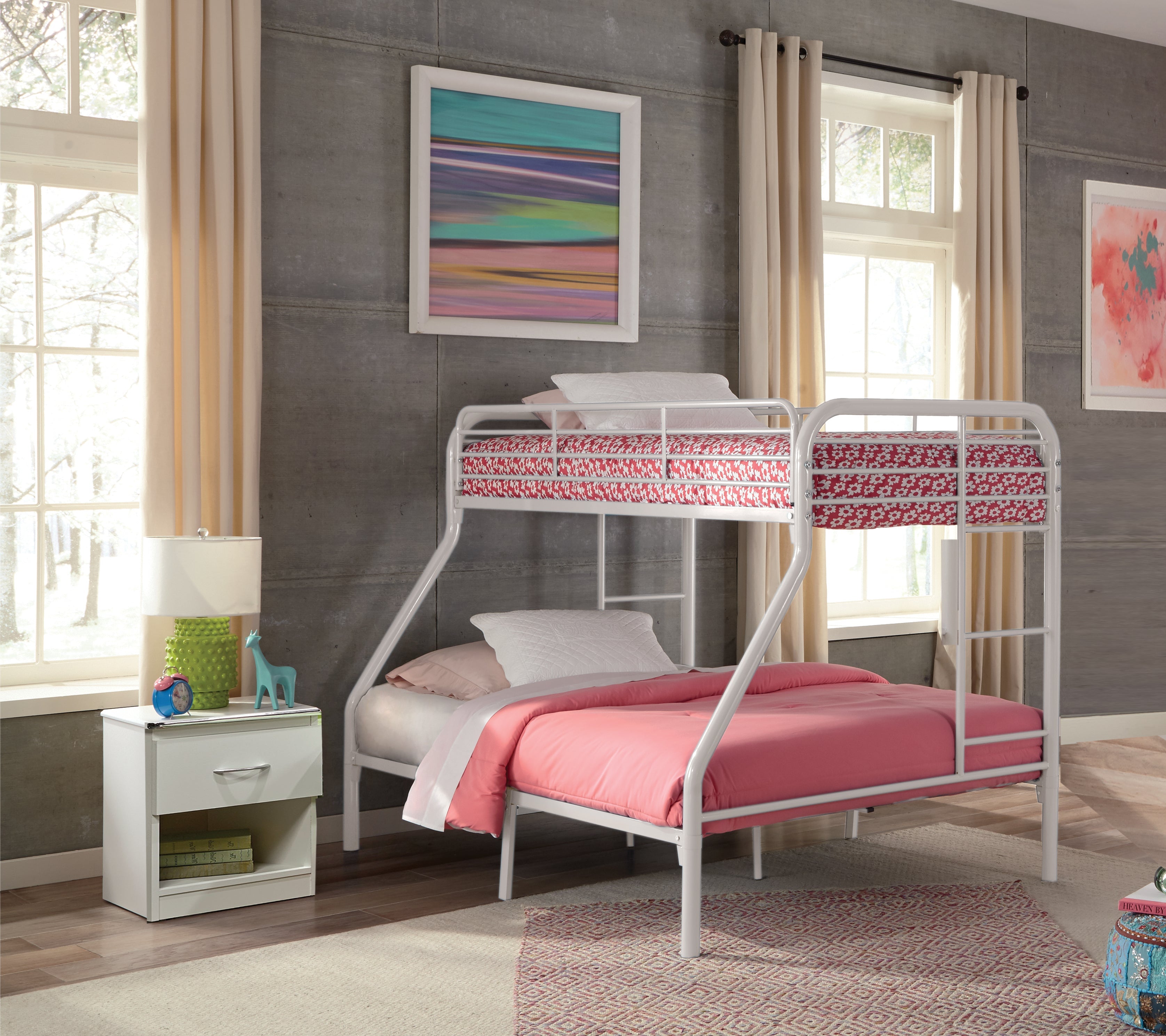 Twin / Full White Metal Bunkbed - SSS49463