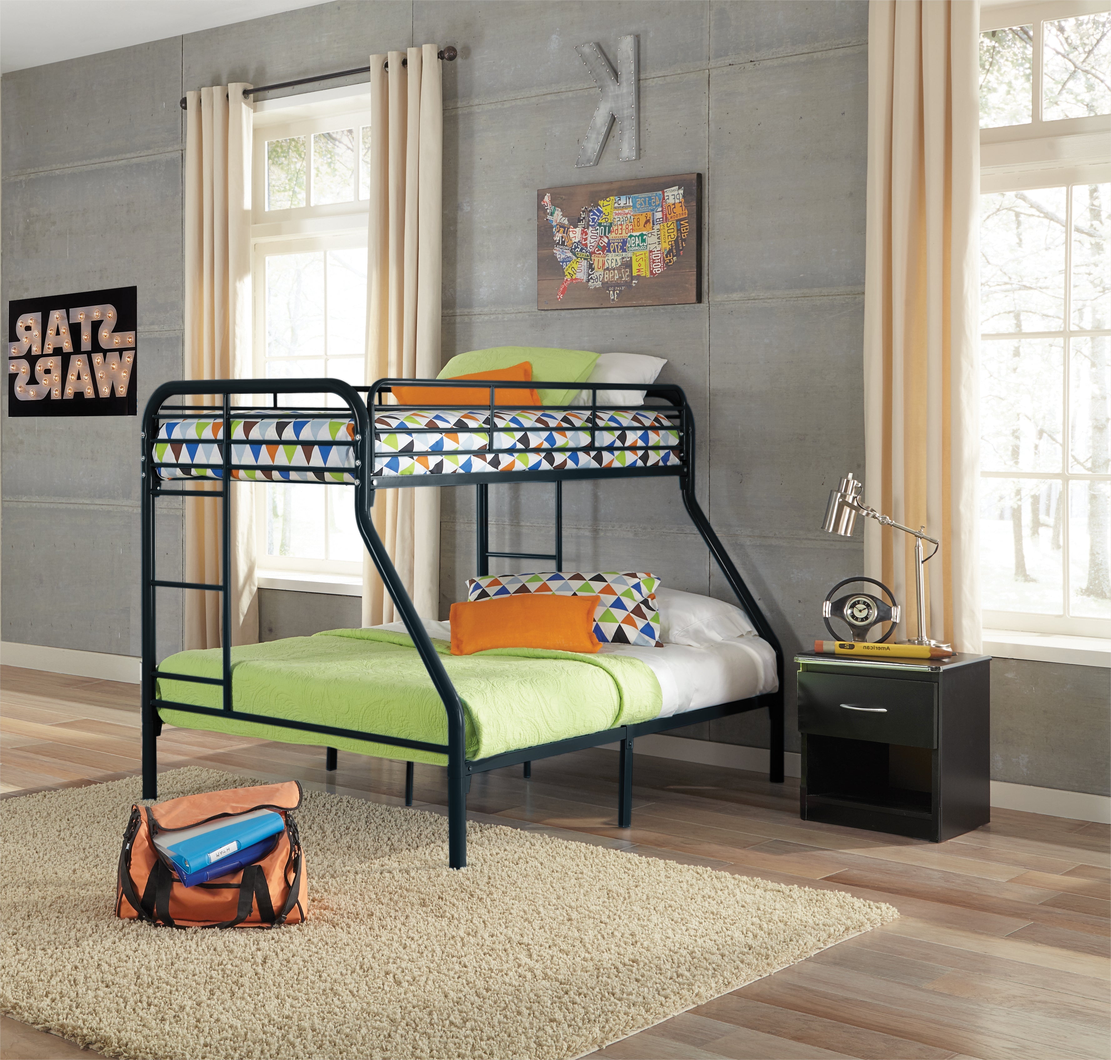 Twin / Full Black Metal Bunkbed - SSS49563