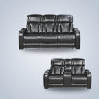 Black Power Reclining Sofa & Loveseat Set with LED & USB-C