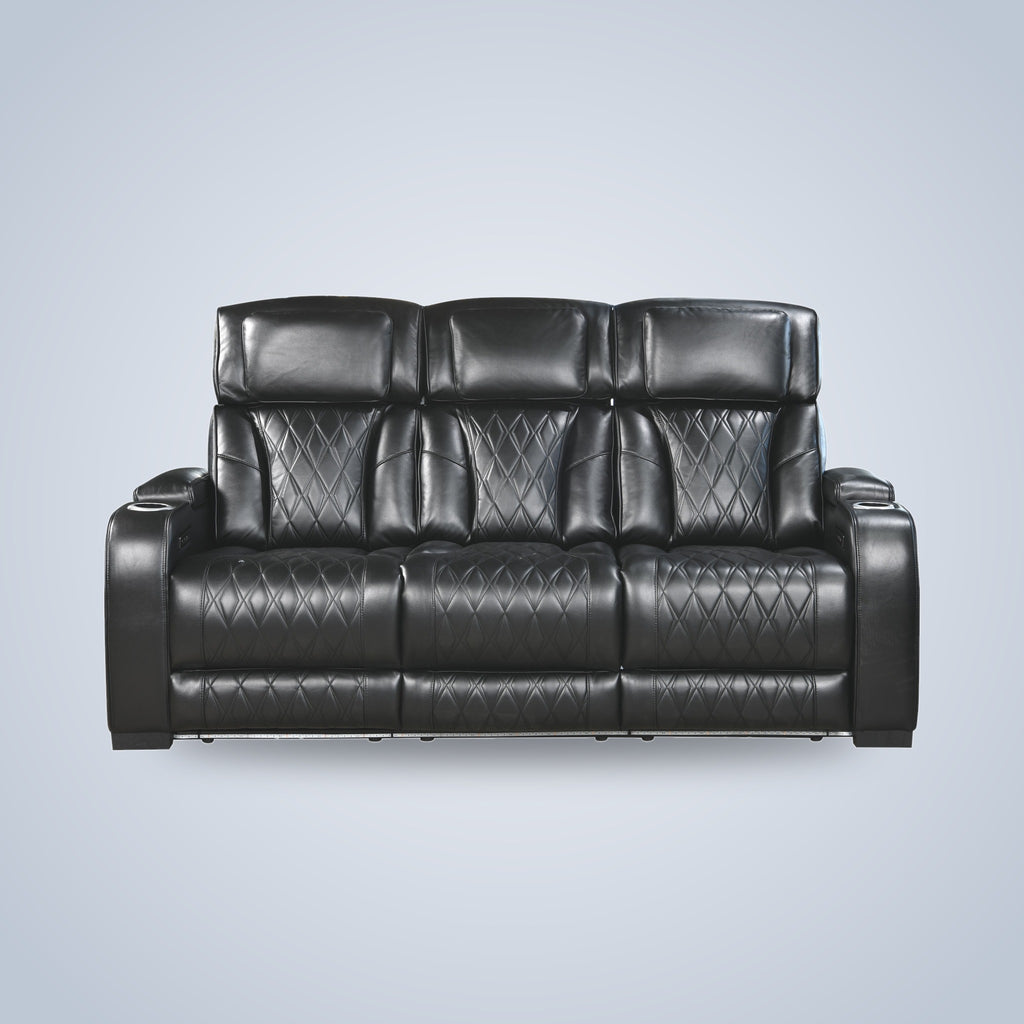 Black Power Reclining Sofa & Loveseat Set with LED & USB-C