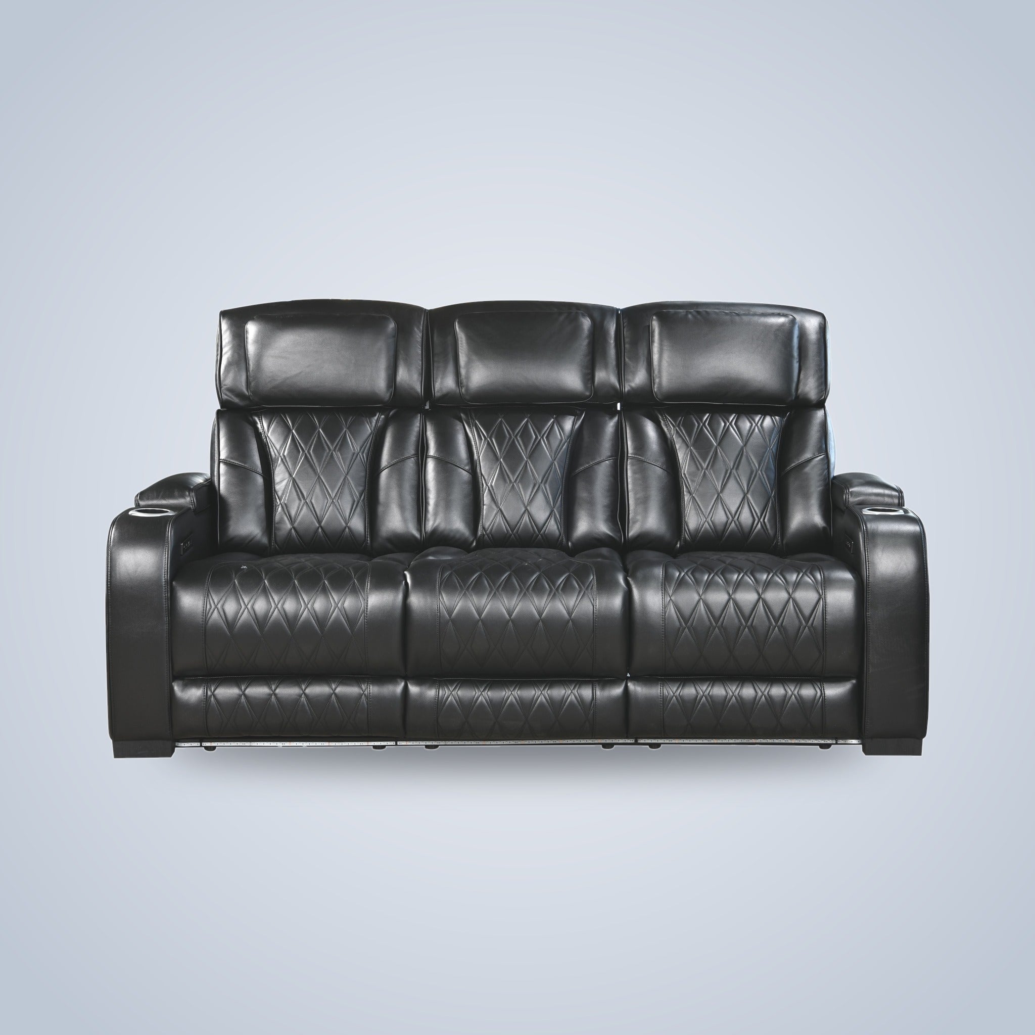 Black Power Reclining Sofa & Loveseat Set with LED & USB-C