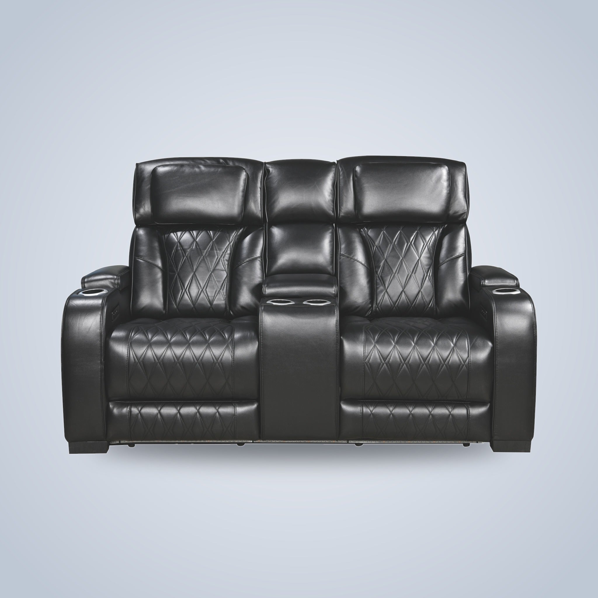Black Power Reclining Sofa & Loveseat Set with LED & USB-C