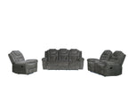 Dark Grey Diamond-Quilt Reclining Sofa & Loveseat Set