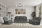 Dark Grey Diamond-Quilt Reclining Sofa & Loveseat Set