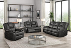 Black Power Reclining Sofa & Loveseat Set with USB & LED