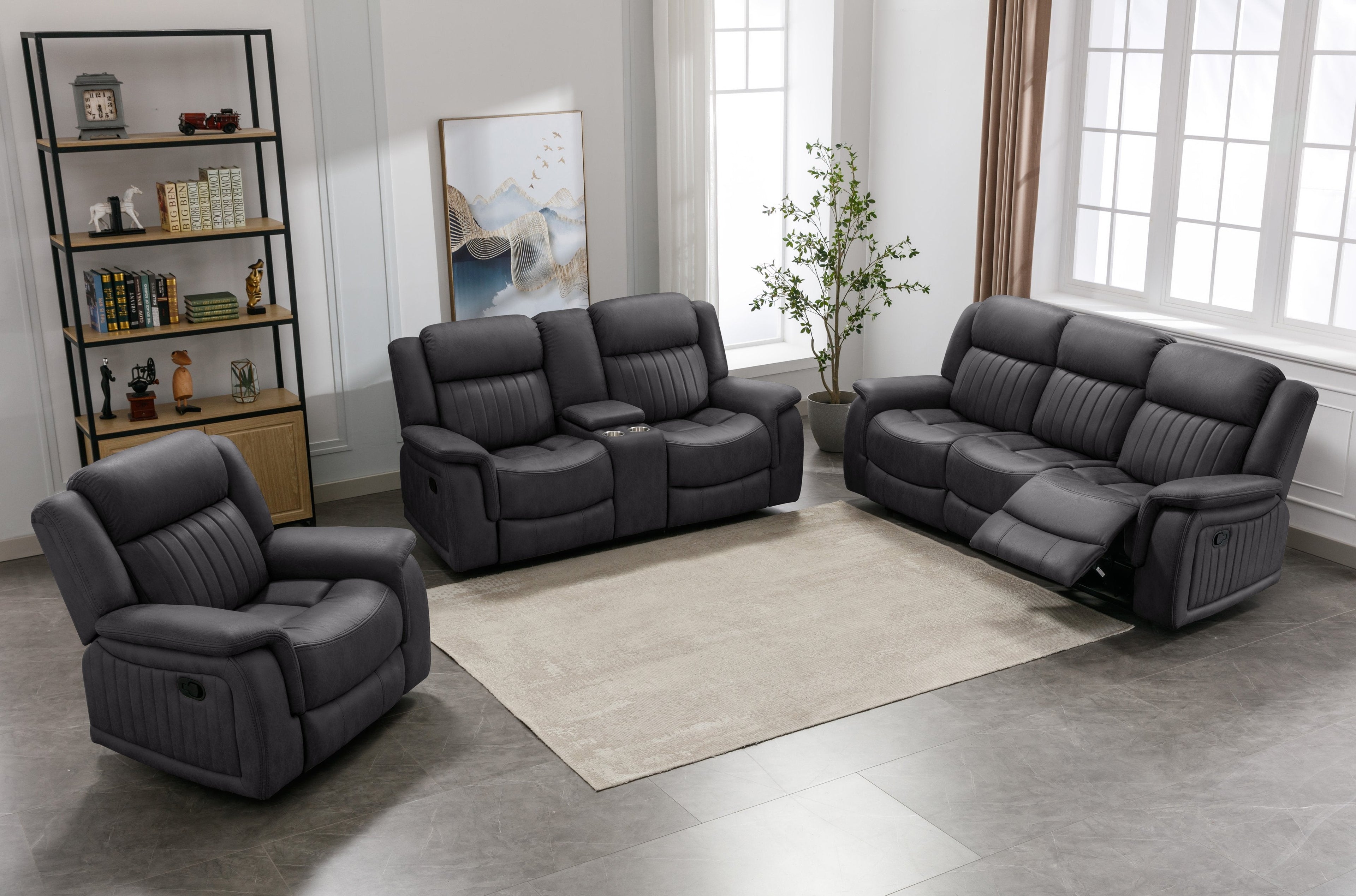 Reclining Sofa W/ Drop Table And Loveseat W/ Console & Usb - SSU14563