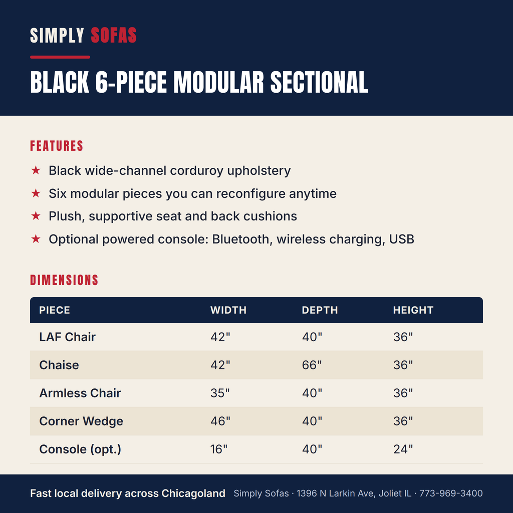 Black 6-Piece Modular Sectional