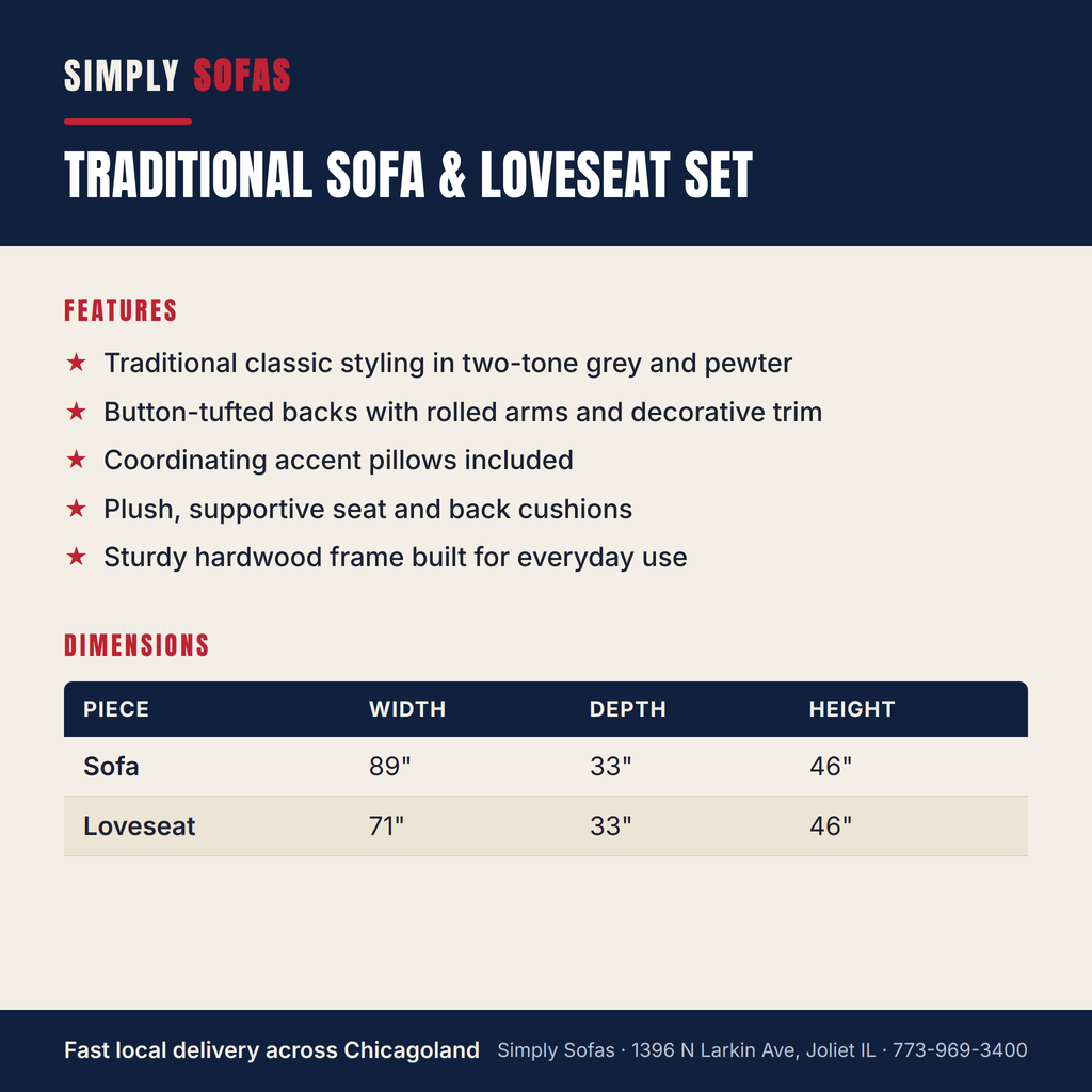Traditional Sofa & Loveseat Set