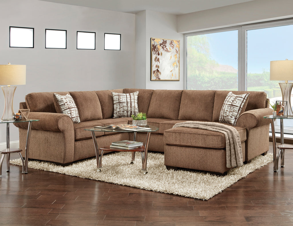 Brown 3-Piece Chaise Sectional