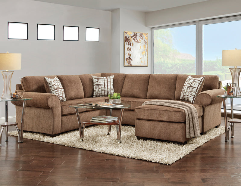 Brown 3-Piece Chaise Sectional