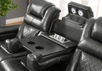 Dual Power Reclining Sofa W/ Led & Usb & Drop Down Table & Reading Lights And Dual Power Reclining Console Loveseat