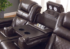 Dual Power Reclining Sofa W/ Led & Usb & Drop Down Table & Reading Lights And Dual Power Reclining Console Loveseat