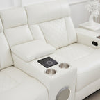 White Power Reclining Sofa & Loveseat Set with LED Theater Lighting