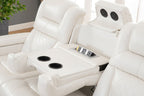 White Power Reclining Sofa & Loveseat Set with LED Theater Lighting