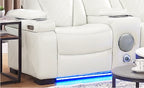 White Power Reclining Sofa & Loveseat Set with LED Theater Lighting