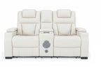 White Power Reclining Sofa & Loveseat Set with LED Theater Lighting