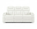 White Power Reclining Sofa & Loveseat Set with LED Theater Lighting
