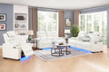 White Power Reclining Sofa & Loveseat Set with LED Theater Lighting