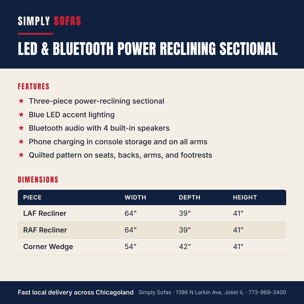 LED & Bluetooth Power Reclining Sectional