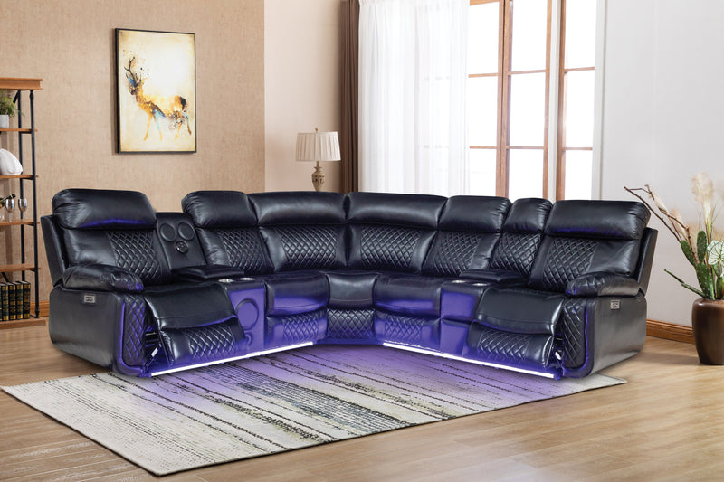 Black LED & Bluetooth Power Reclining Sectional